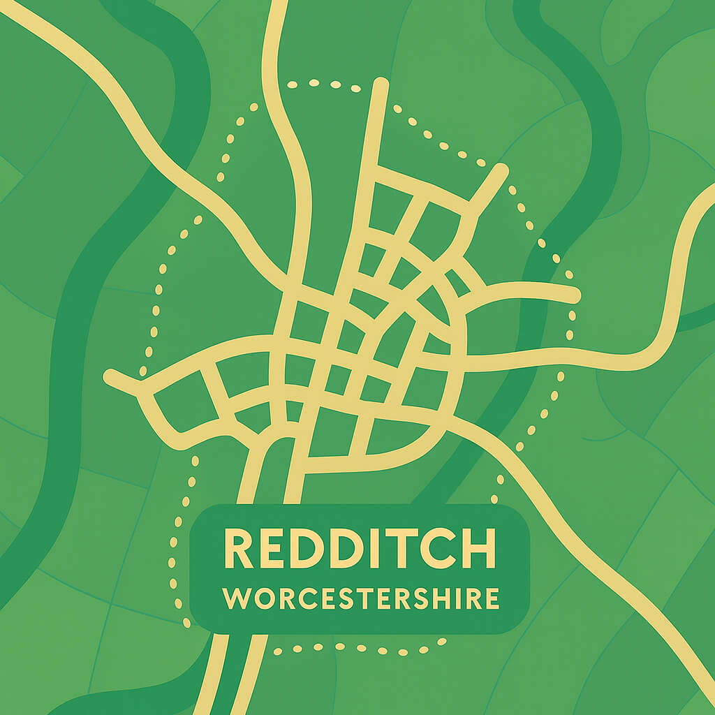 The Redditch map from Portraits Media Website, SEO and Digital Design