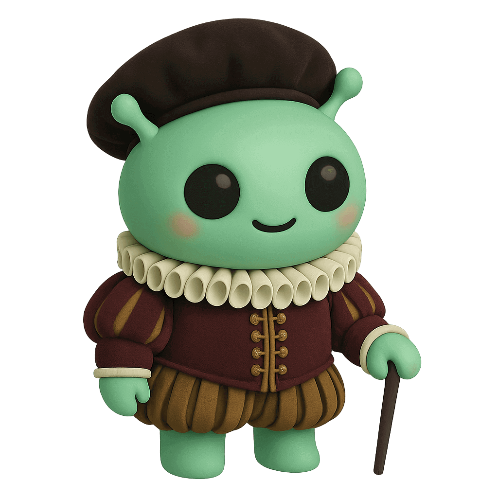 shakespearean costumed alien at Portraits Media website design and digital design
