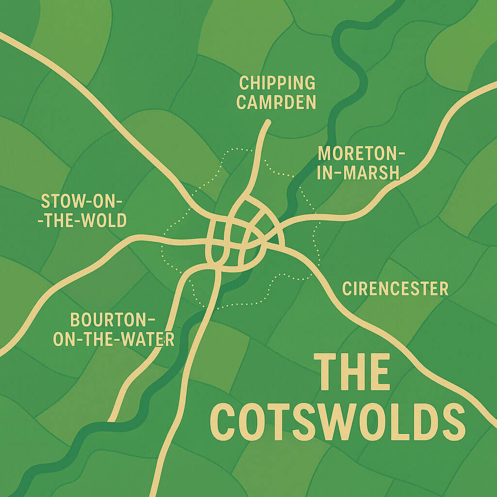 The Cotswolds map from Portraits Media Website, SEO and Digital Design